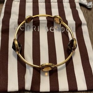 Henri Bendel Brown and Gold Tone Vintage Bangle